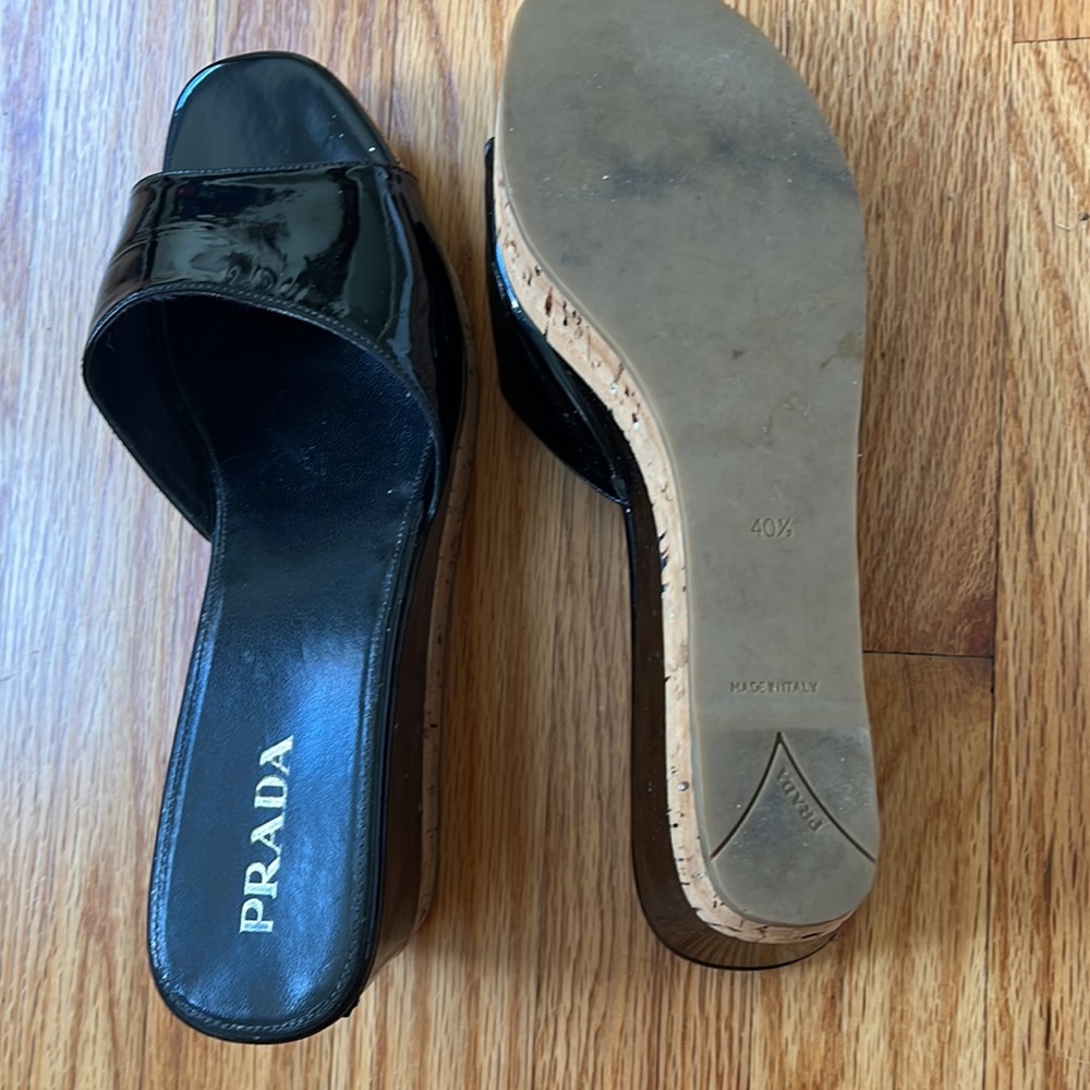 Authentic Prada Patent Leather Printed Slides (wedges) - Picture 3 of 4
